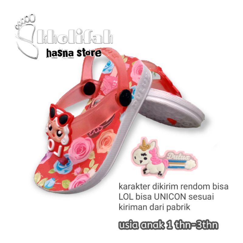 sandal anak jepit tali belakang lol/unicon Dulux 283e (3c)