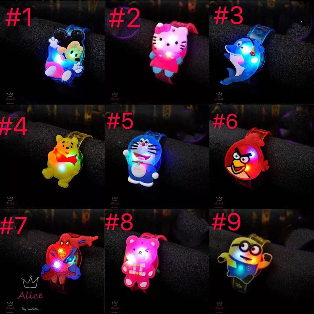 (COD) Gelang tangan anak berbagai macam karakter kartun lucu lampu kerlap kerlip flash LED