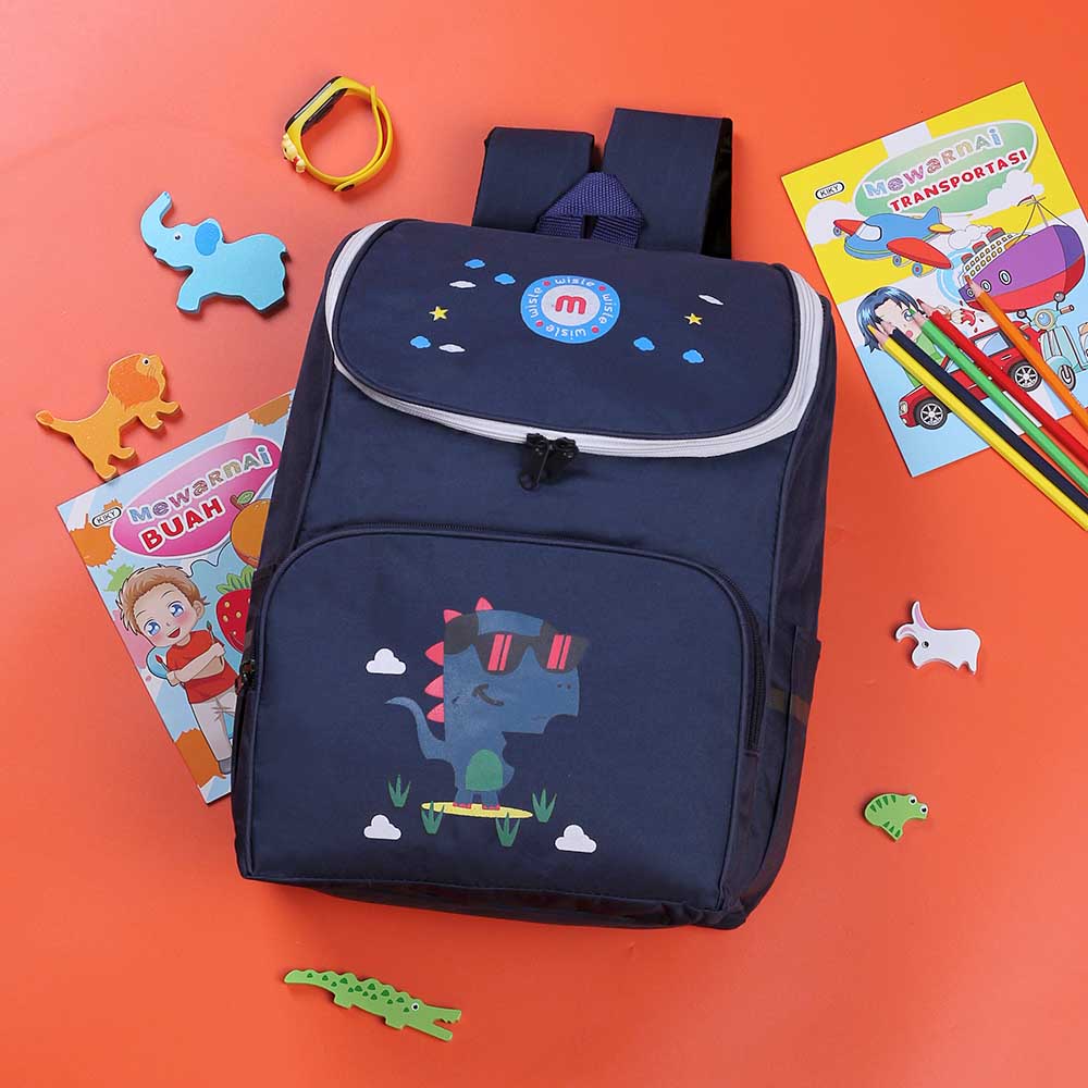 Tas Ransel Anak Sekolah TK SD Karakter Gookids Backpack Warna Biru Navy