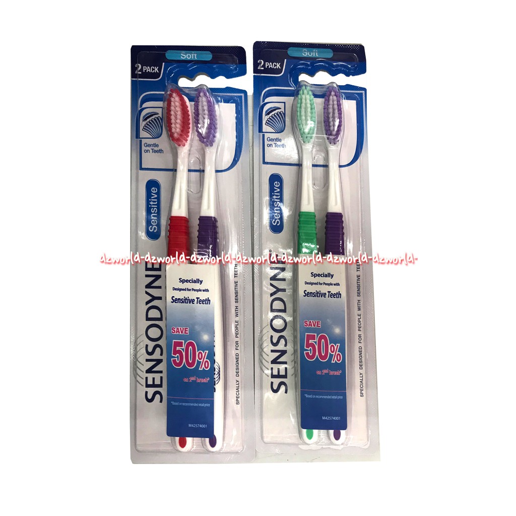 Sensodyne Sensitive Soft Isi 2 Pack Sikat Giigi dengan ujung bulu sikat berbentuk bulat