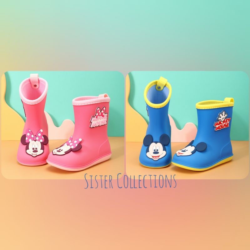 Sepatu Boots Anak Karakter Disney / Sepatu Hujan Anak Karakter Mickey Minnie Hello Kitty / Sepatu Hujan Anak Balita PAUD TK Kualitas Premium