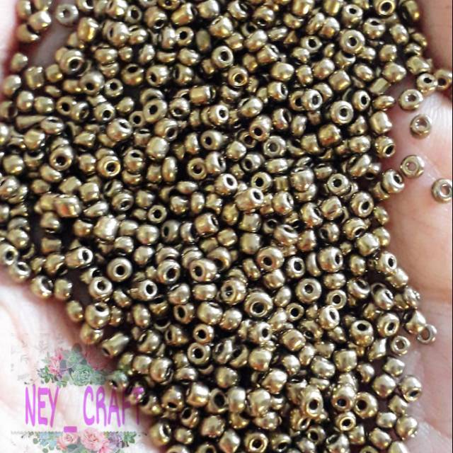 ( 10 gram ) mote pasir emas gold 11/0 8/0 6/0 601 /manik pasir payet jahit tembaga 2mm 3mm 4mm