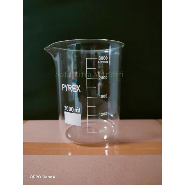 Beaker Glass / Gelas Kimia 3000ml Pyrex / Gelas Beaker / Gelas Pyrex / Gelas  Piala