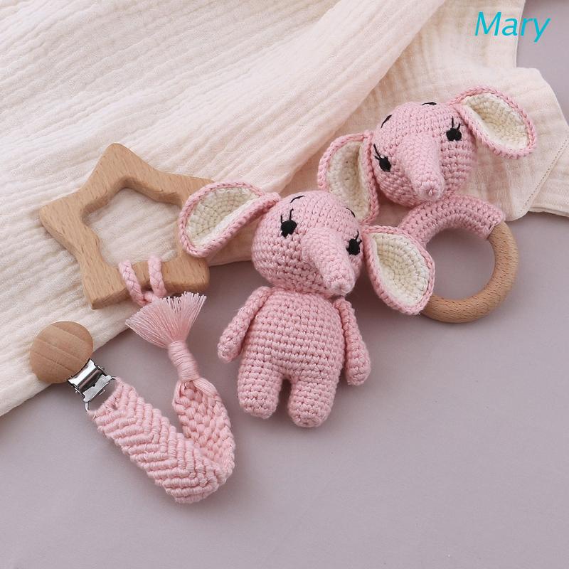 Mary 1 Set Klip Rantai Holder Dot Empeng / Teether Bayi Newborn Desain Bintang Kayu