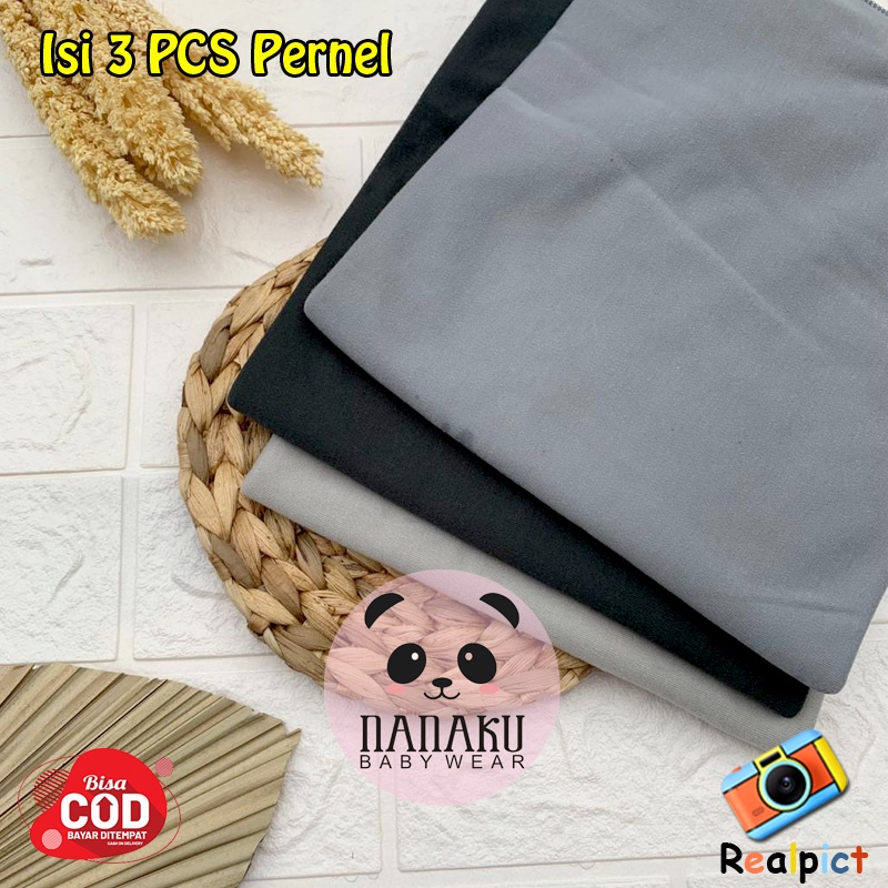 3 PCS Pernel Bayi Bedong Bayi Baru Lahir Ukuran 110cm x 90cm Seri Abu