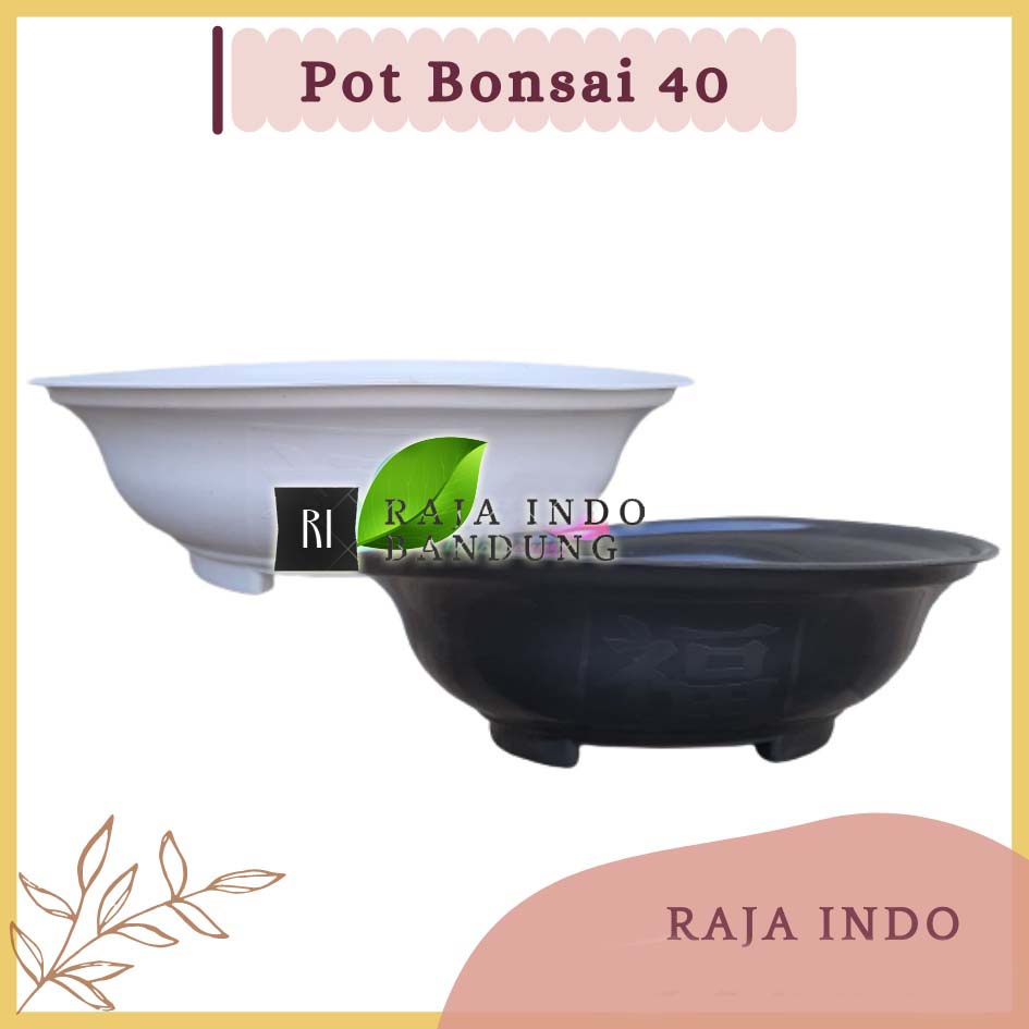 Pot Bonsai Bulat  Pb 40 Hitam dan Putih | Pot Tanaman Bonsai  Plastik Bukan Gerabah | Pot Adenium