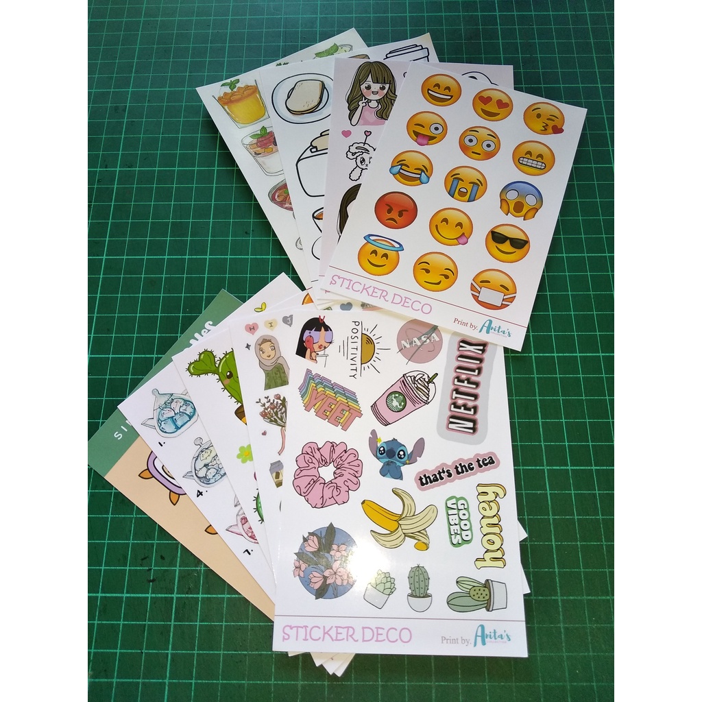 Jual [part 1] Sticker Aesthetic No Cutting Lembaran Sticker