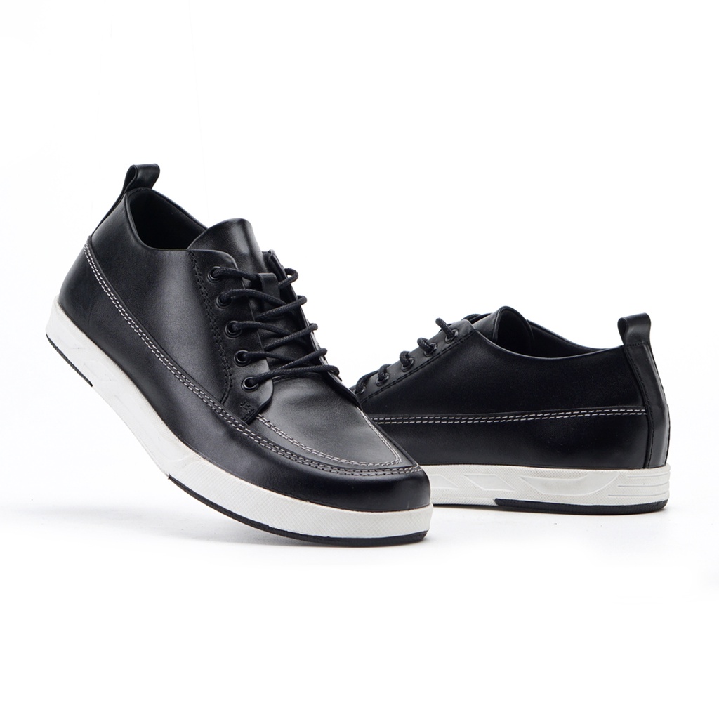 JERRICK BLACK (KULIT ASLI) |ManNeedMe x Greata| Sepatu Sneakers Pria Casual Derby Shoes PREMIUM ORIGINAL