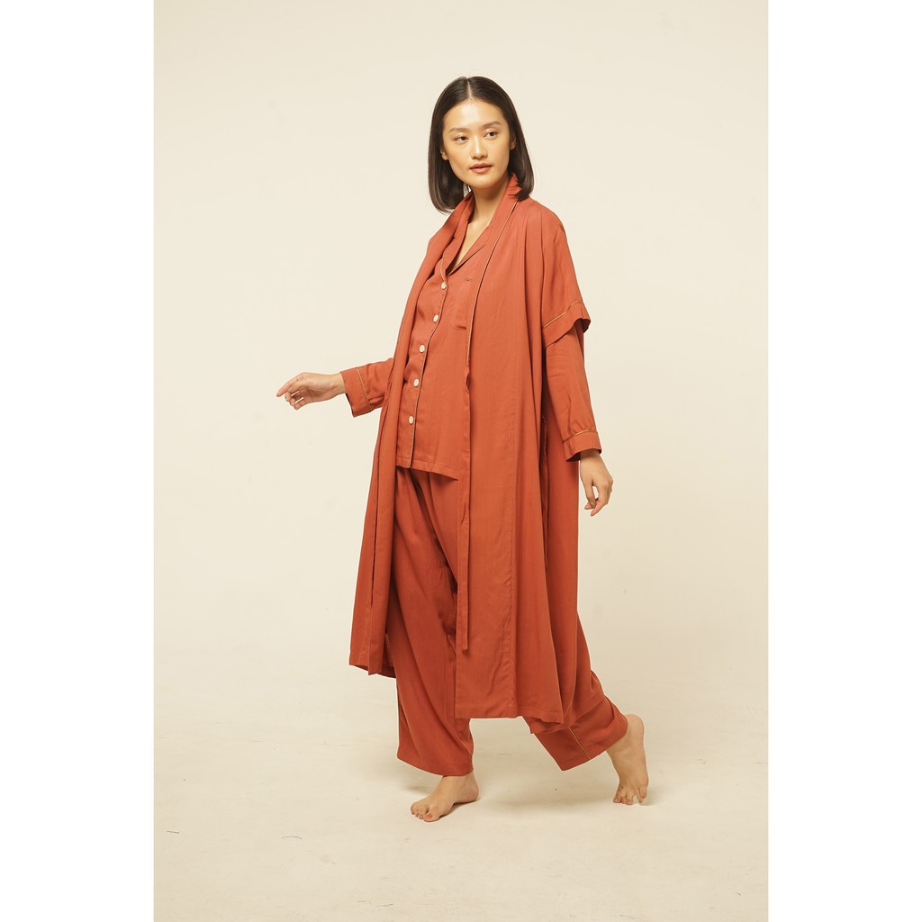 Sare Studio Nias Rayon Wrap Nightdress in Terracotta 