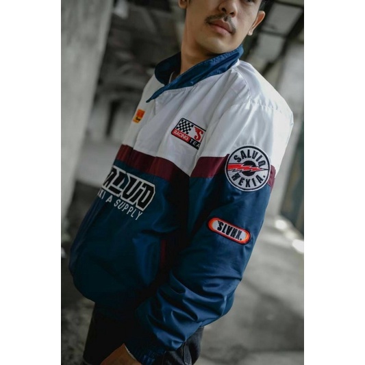 Jaket Nascar Slvhx Racing Team Jaket Salvio Hexia Jaket Parasut Salviohexia Jaket Pria White Petro