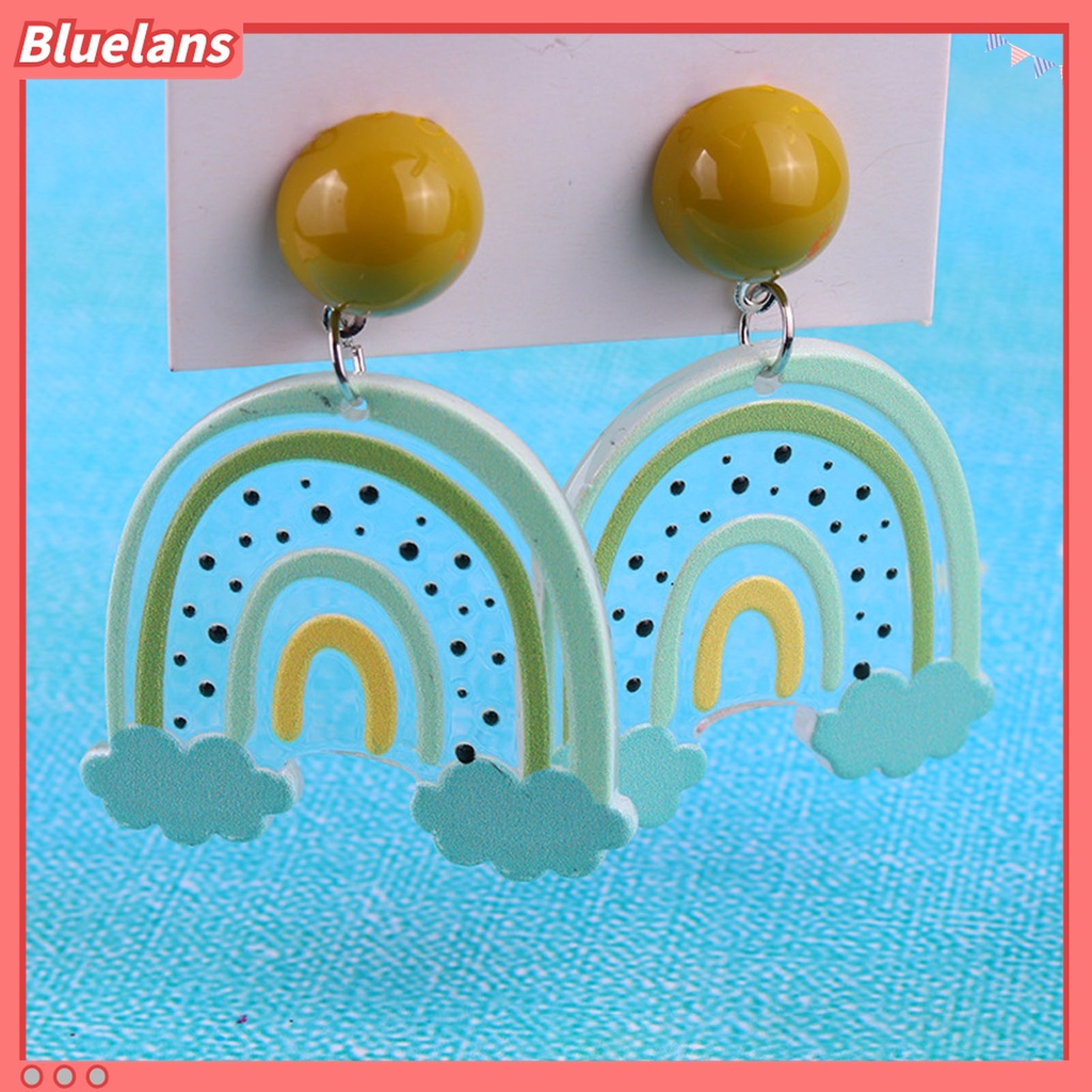 1 Pasang Anting Stud Desain Awan Pelangi Bahan Akrilik Anti Alergi Untuk Anak Perempuan