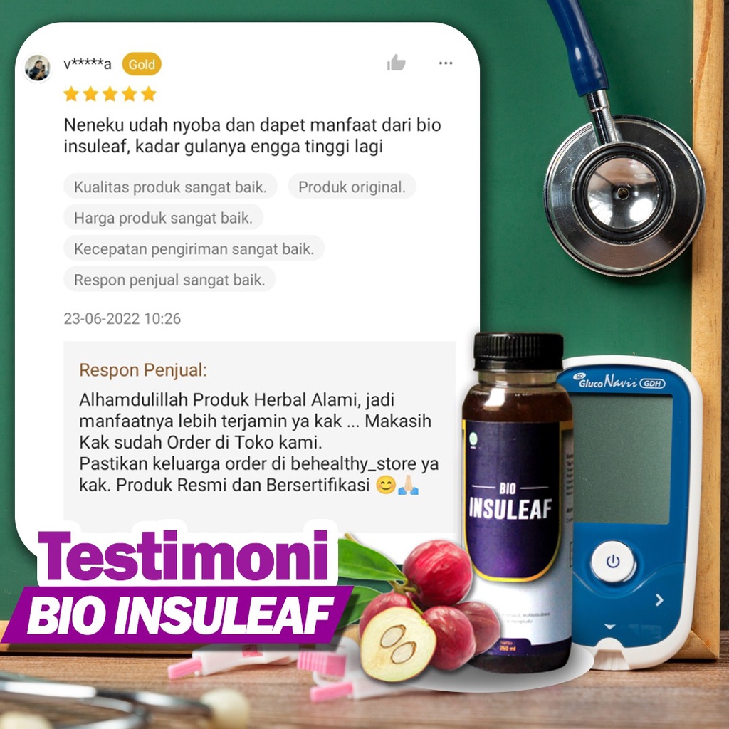 Bio Insuleaf - Solusi Tepat Atasi Masalah Diabetes Dan Gula Darah Tinggi Asam Urat Kolesterol Cegah Gagal Ginjal &amp; Perbaikan Sel Yang Rusak 250ml