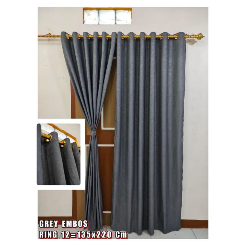 Gorden Polos Embos Ring Smokering Gorden Pintu Jendela Gorden Embos Maroon Abu Hijau Biru Ungu