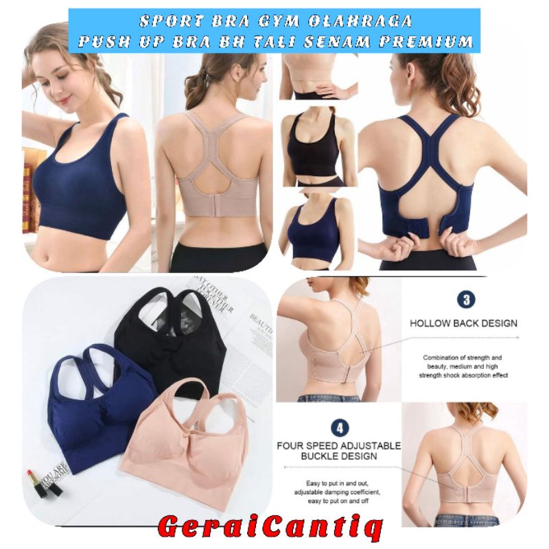 SPORT BRA GYM OLAHRAGA TANPA KAWAT PUSH UP BRA BH TALI SENAM PREMIUM