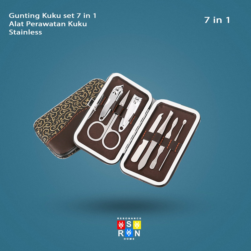 Gunting Kuku set 7 in 1 Manicure Pedicure | Gunting Kuku set 7 in 1 Stainless | Gunting Kuku kantong Kulit