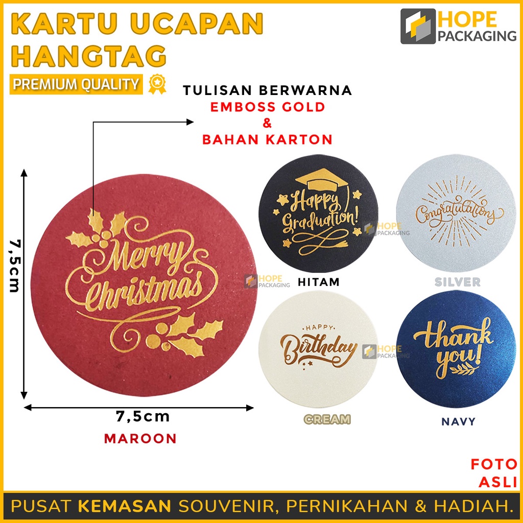 Kartu Ucapan Hangtag Natal Merry Christmas D7,5 / Aksesoris Hiasan Kado Kartu Ucapan Ulang Tahun All Varian