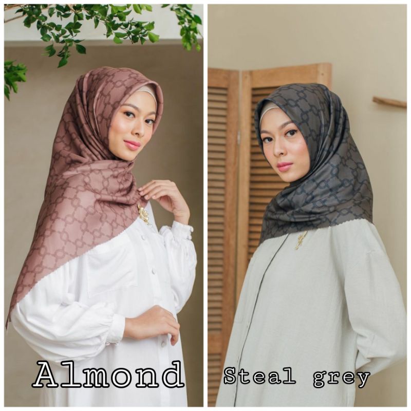 Amara Scarf Wearing Klamby Amara Klamby Amar Toasted Almond Amara Steal Grey
