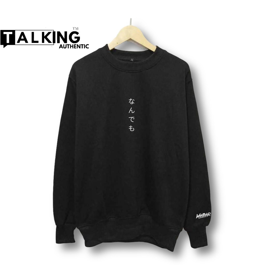 Sweater Crewneck Pria Distro Original Hitam Switer Oblong Cowok Brand Lokal Bandung Ori Cowo Japan