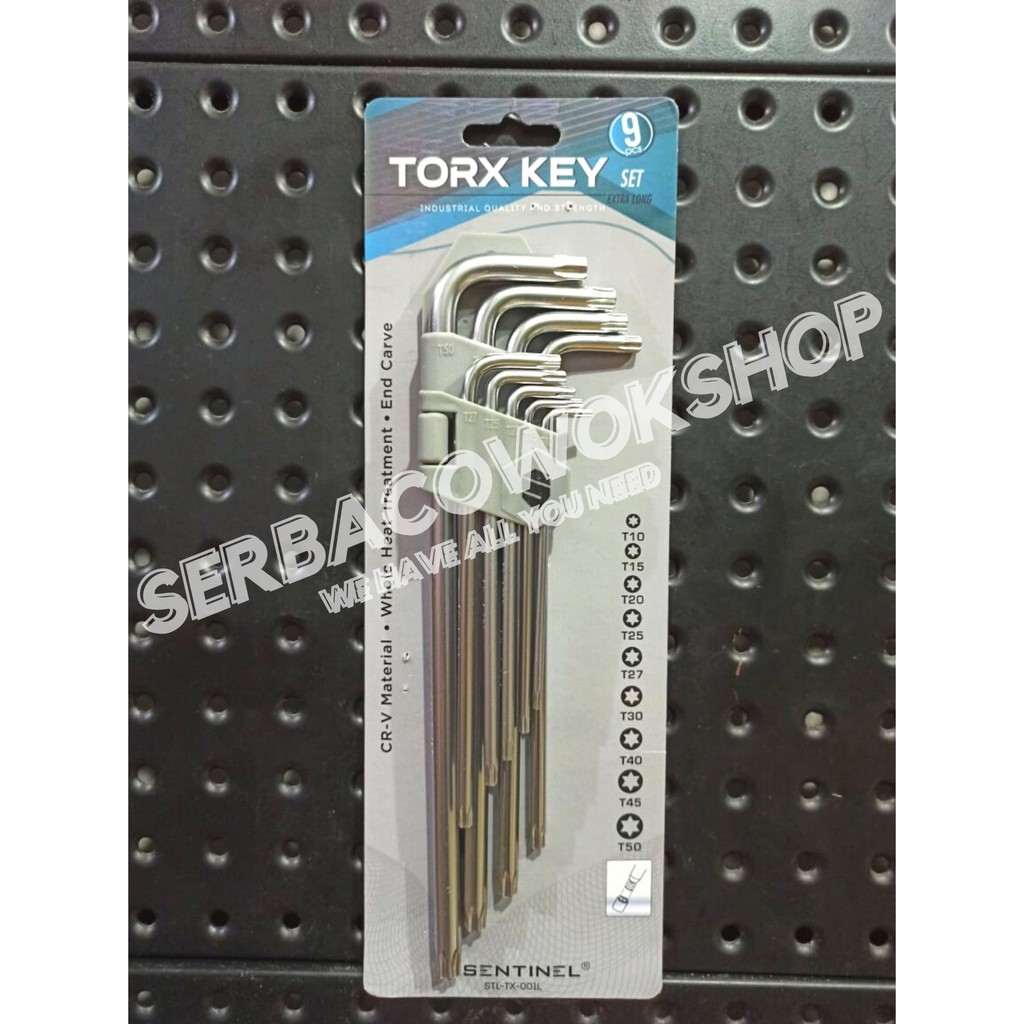 Sentinel Kunci L Bintang Lubang Torx Key Set Chrome 9 Pcs Extra Long Termurah Berkualitas