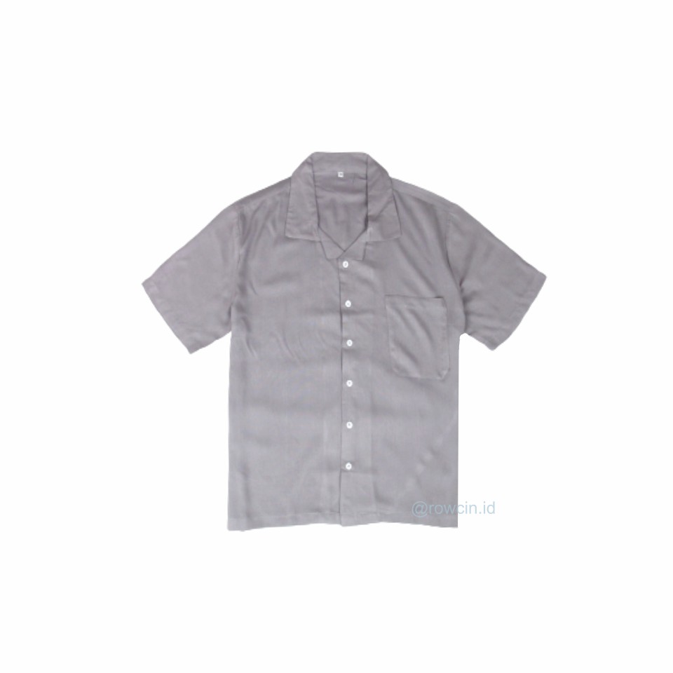 KEMEJA HAWAI POLOS UNISEX KATUN RAYON KEMEJA LENGAN PENDEK-Hawai Abu