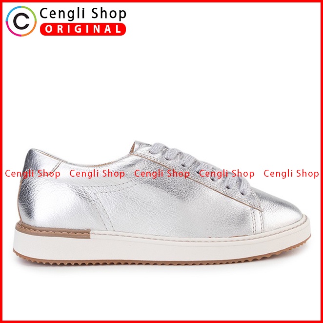 SEPATU SNEAKER KULIT HUSH PUPPIES WANITA ORIGINAL CASUAL SILVER HW03