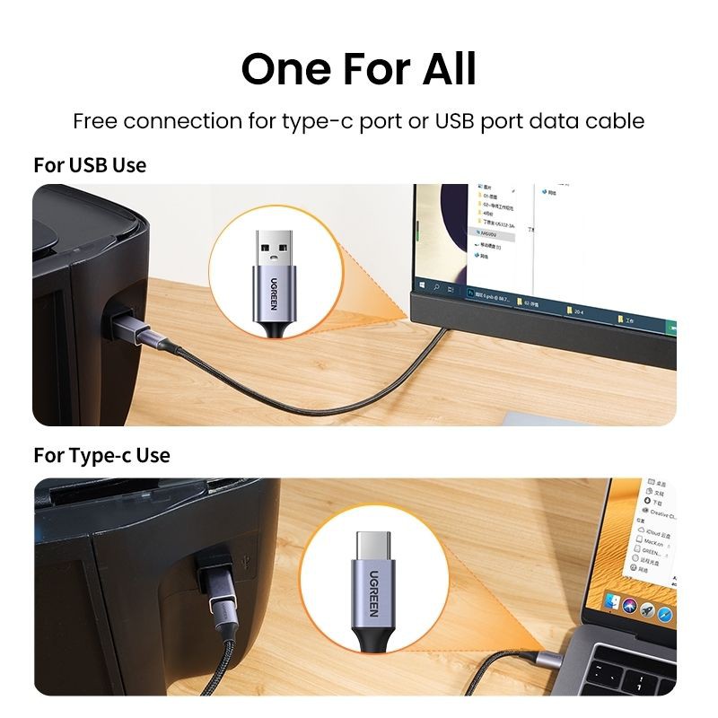 UGREEN Konektor Type C to USB 2.0 B Male Printer Adapter