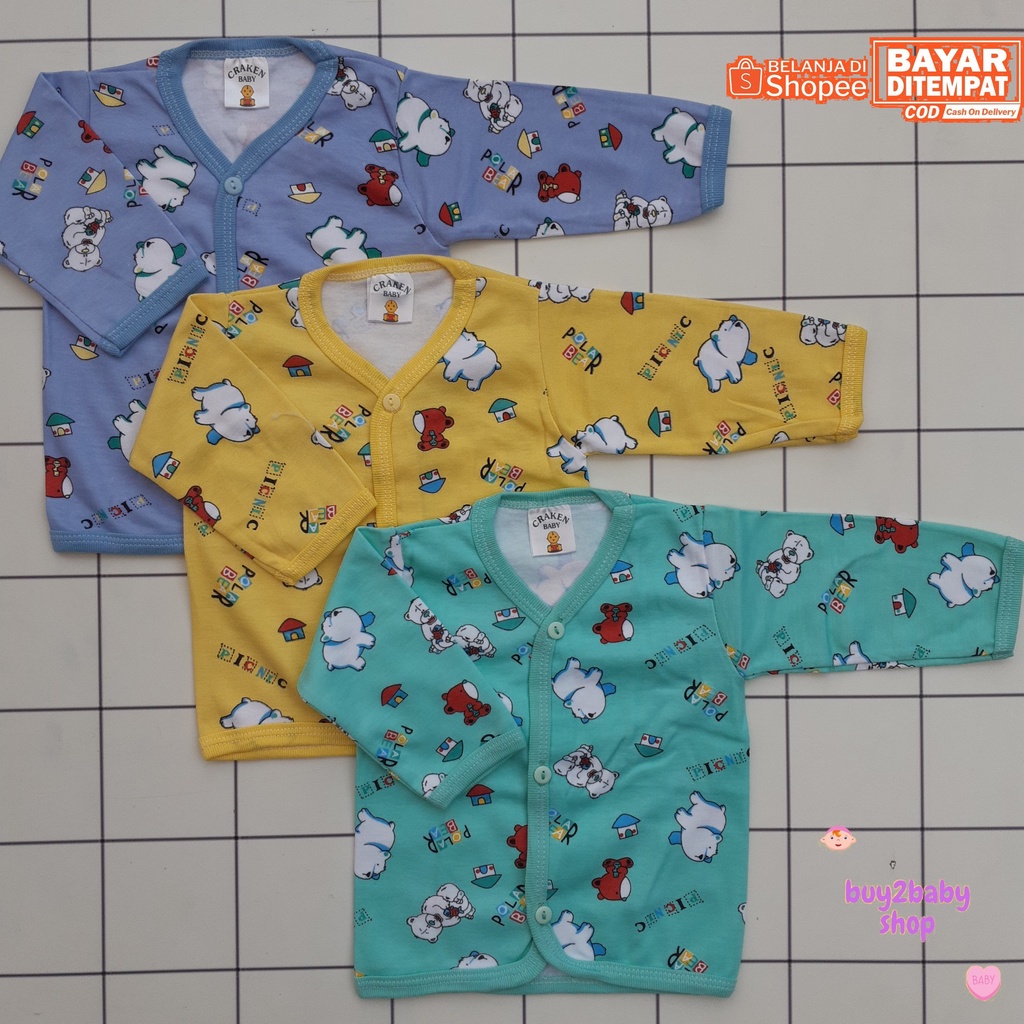 Baju bayi piyama panjang Craken Baby Animal Series 0-3 Bulan 3 PCS