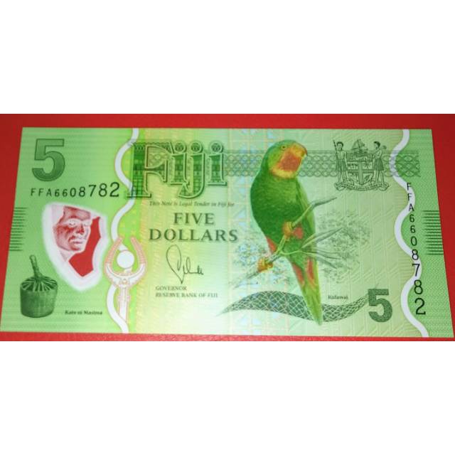 Uang Asing Polymer Fiji 5 Dollar