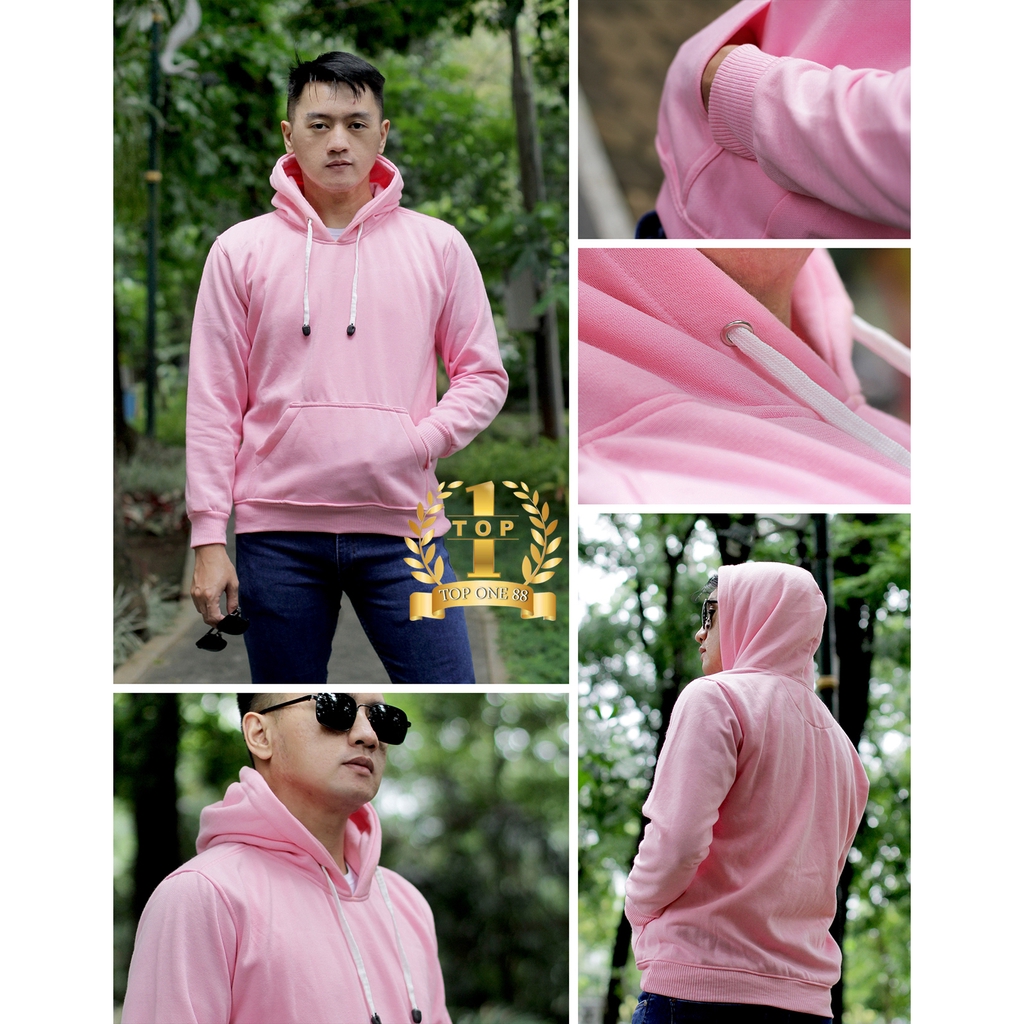 Topone88 Jaket Hoodie Jumper Sweater Polos Pria Wanita Unisex (Part 1)-Baby Pink