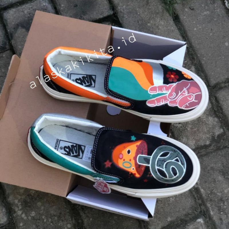 V4ns Slip On Moma Blue Tuna Kualitas Premium / Van5 Slip On Hippie Pria Wanita