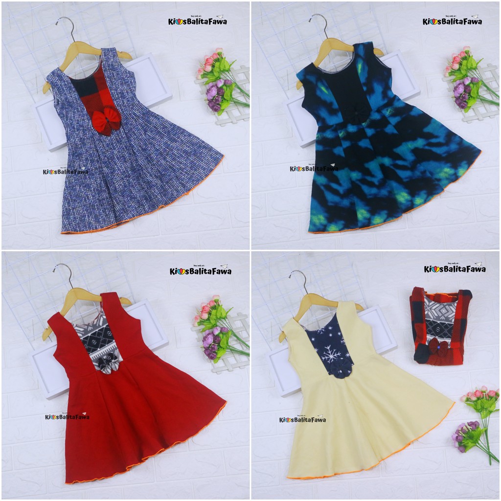 [BLUDRU FLANEL] Dress Clairine uk 2-3 Tahun / Baju Pesta Dres Anak Perempuan Bayi Yukensi Natal Adem