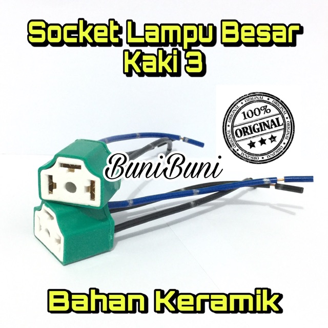 Socket / Soket Lampu Besar Halogen H4 / Lampu Depan Headlamp Mobil Bahan Keramik Tahan Panas