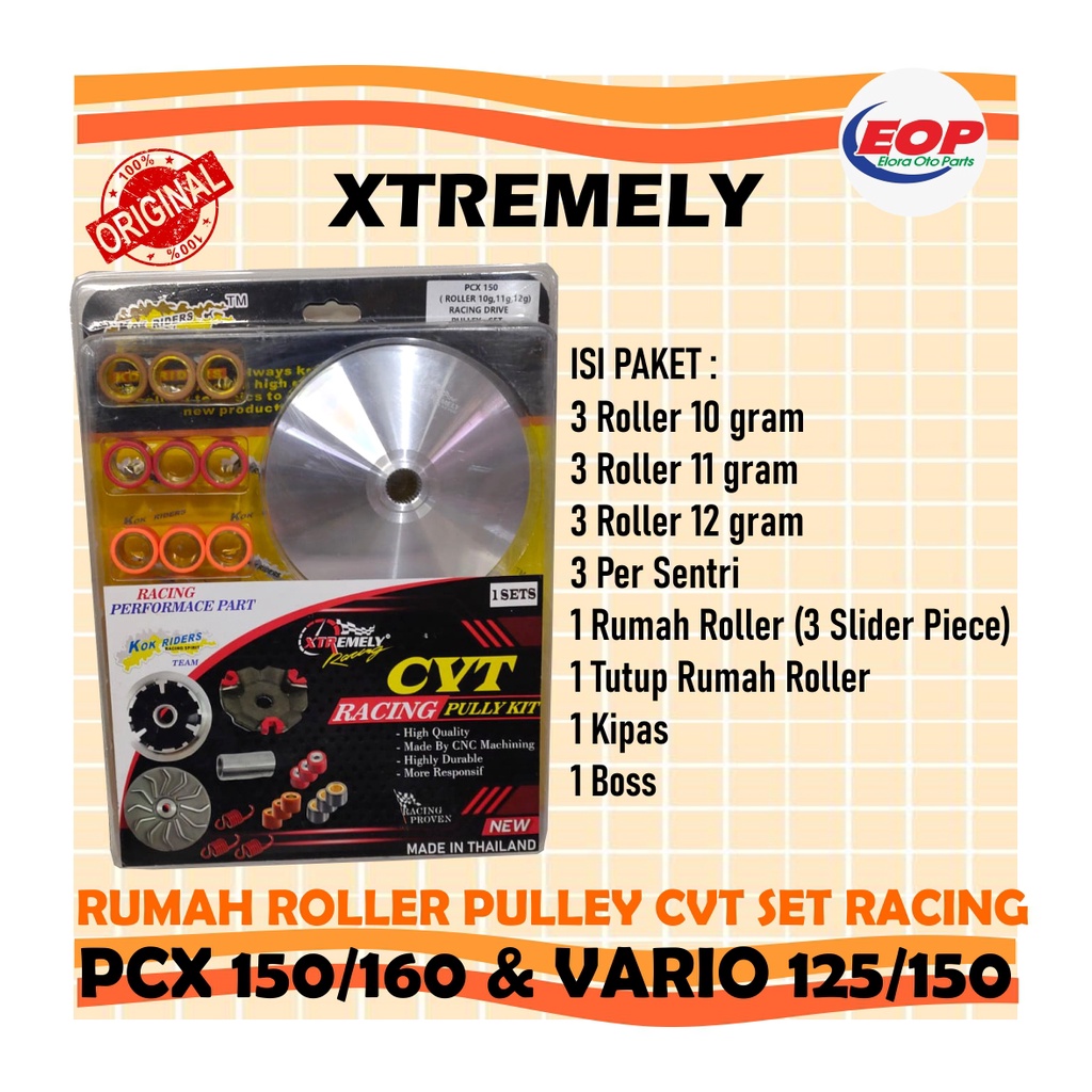 PULLEY SET ROLLER PER SENTRI PCX VARIO 125 150 XTR XTREMELY RACING 100% ORI