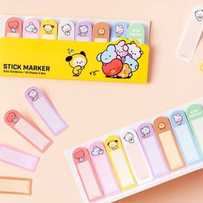 8gaya KPOP BTS Lucu Kartun Memo Pad Stiker Decal Sticky Notes Scrapbooking Diy Kawaii Notepad Diary CHIMMY COOKY KOYA MANG RJ SHOOKY TATA In Stock New Arrival