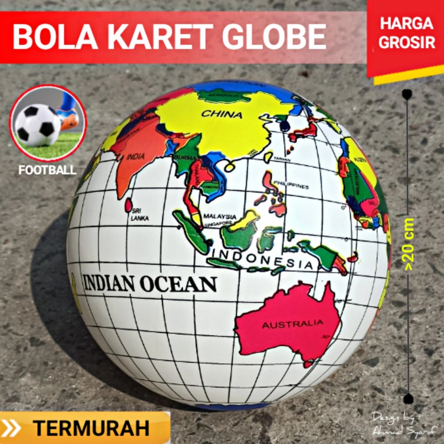 GROSIR BOLA KARET GLOBE FOOTBALL - SEPAK BOLA PETA DUNIA - MAINAN BOLA ANAK