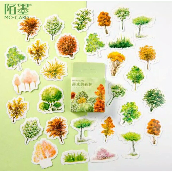 

46pcs aesthetic stiker box Forest Seal lucu utk dekorasi scrapbook/album