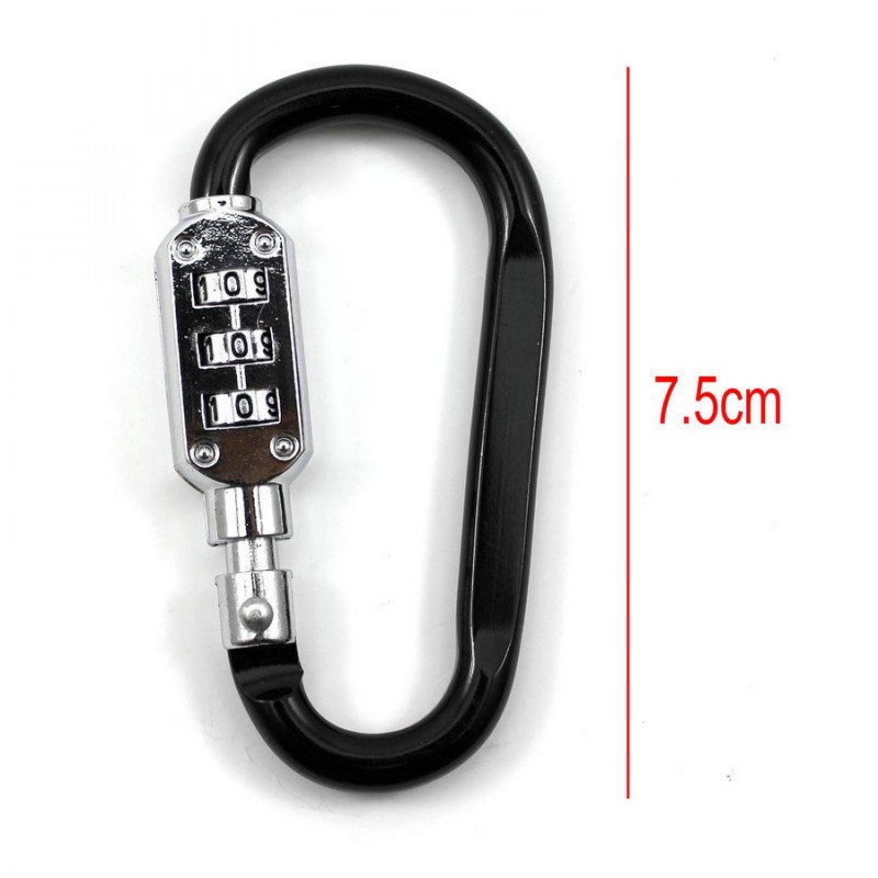 Aluminum Alloy D-type Lock Carabiner 3 Dial Password Padlock