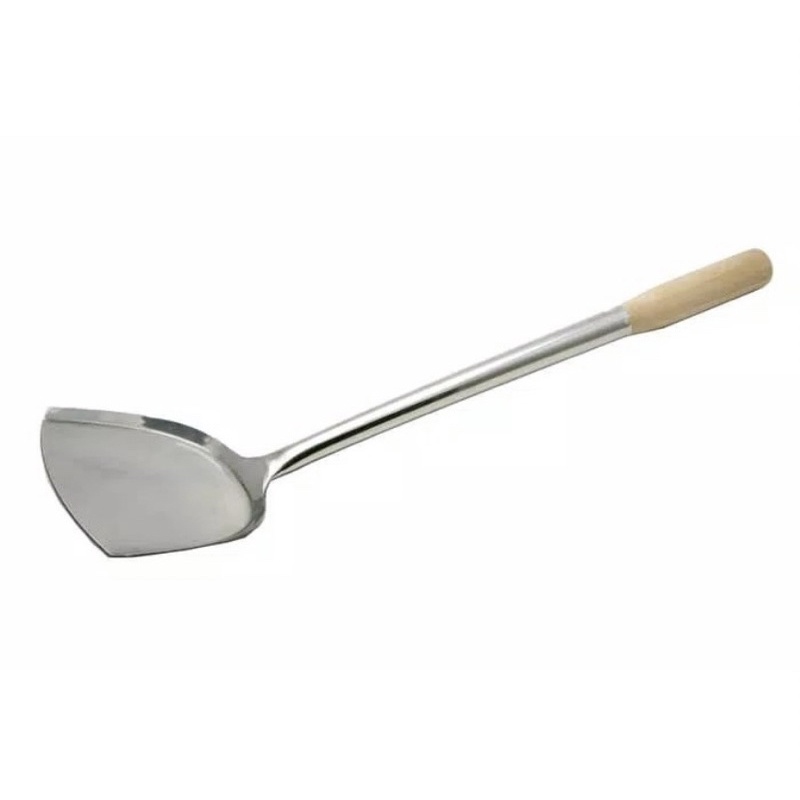 SPATULA / SUTIL / SODET MASAK GAGANG KAYU 38 PANJANG STAINLESS STEEL ANTI PANAS