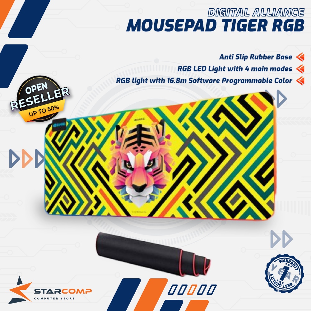 Digital Alliance Gaming Mousepad D4 Tiger RGB XL RGB LED