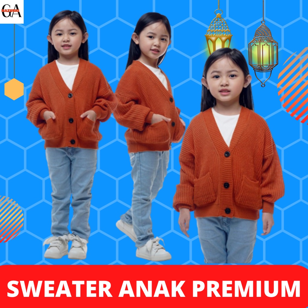 Baju outter Suwiter Cardigan Sweater Jaket Luaran Hangat Rajut Anak Perempuan Import Wanita Kekinian