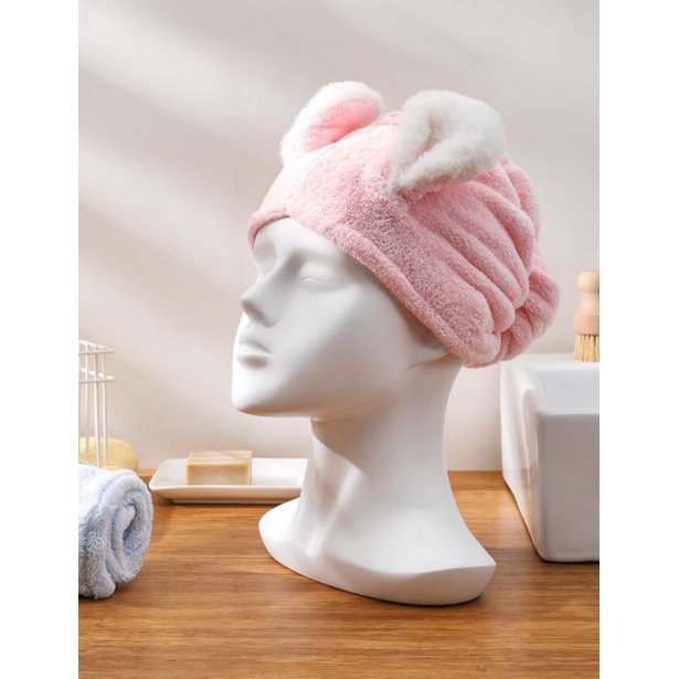 Miniso Bunny Ears Hair Drying Towel,, Handuk Kepala, Handuk Pengering Rambut
