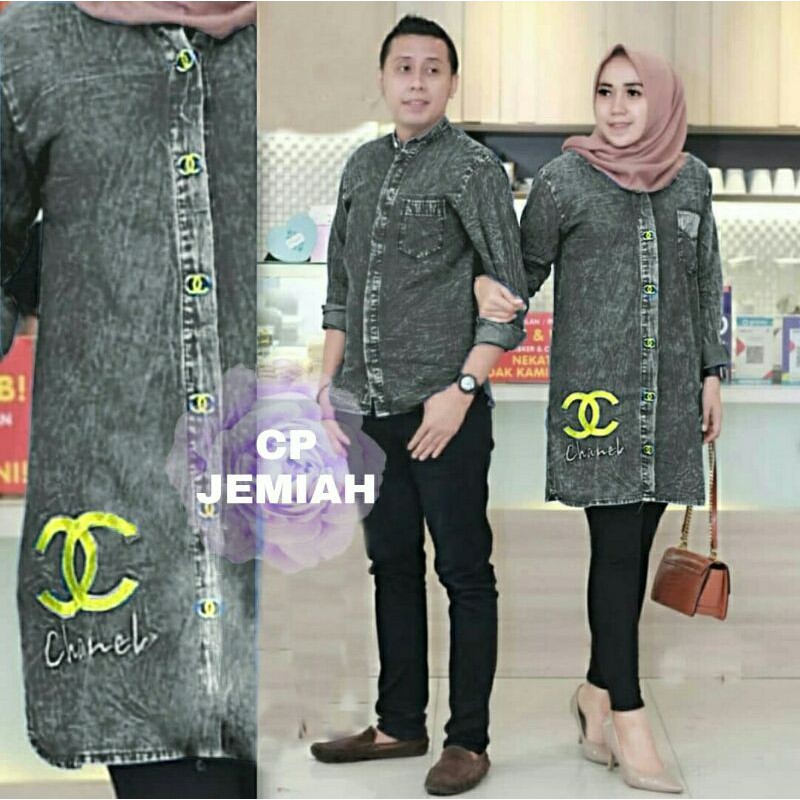 CP Couple Atasan Tunik Kemeja Supernova Denim Jemiah