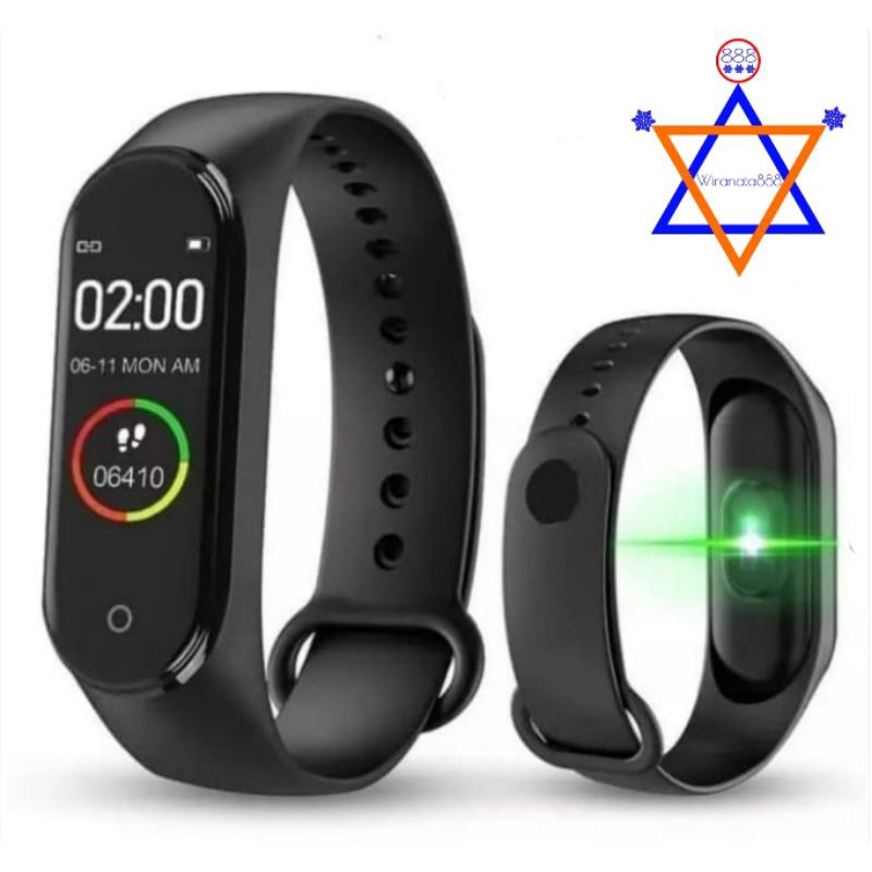 SMARTBAND M4 WATERPROOF JAM TANGAN PINTAR CONNECT ANDROID AND IOS - BLACK