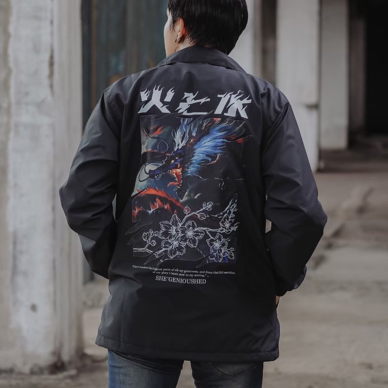 Jaket Coach Japan printing gambar naga original genius/ Jaket Coach Pria / Jaket Coach JapanJaket Coach Original Motif Full Printing Bahan Parasut All Size Fit To XL