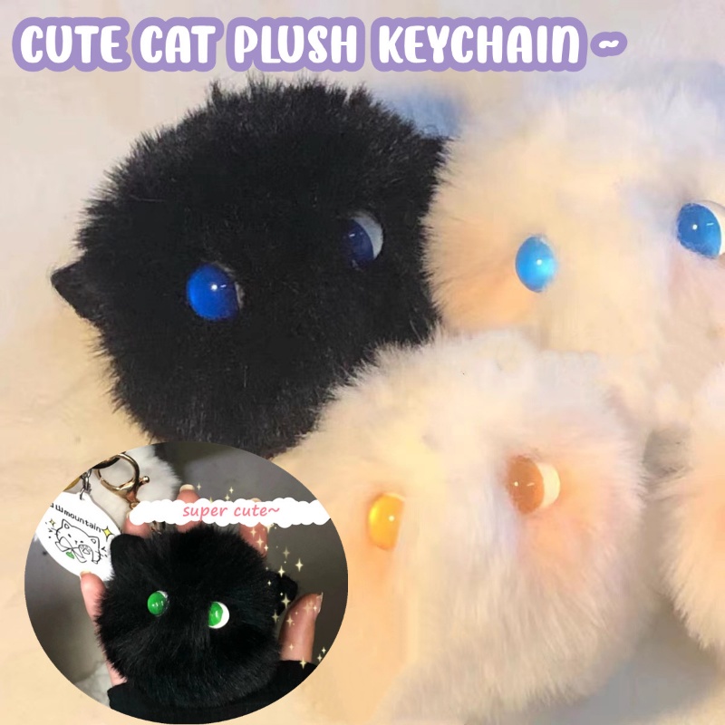 Gantungan Kunci Bentuk Kartun Kucing Bahan Plush Handmade