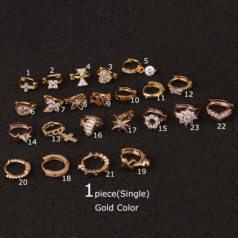 1piece Tragus Cartilage Pinna Lobe Piercing 5mm Diamter Copper Zircon