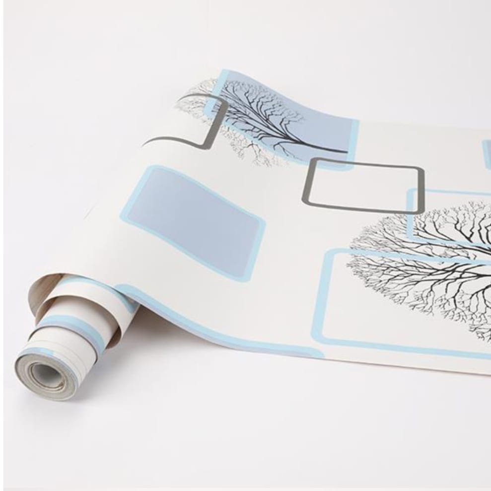 Wallpaper Pohon Square Biru Stiker Dinding 10meter Wallpaper Import