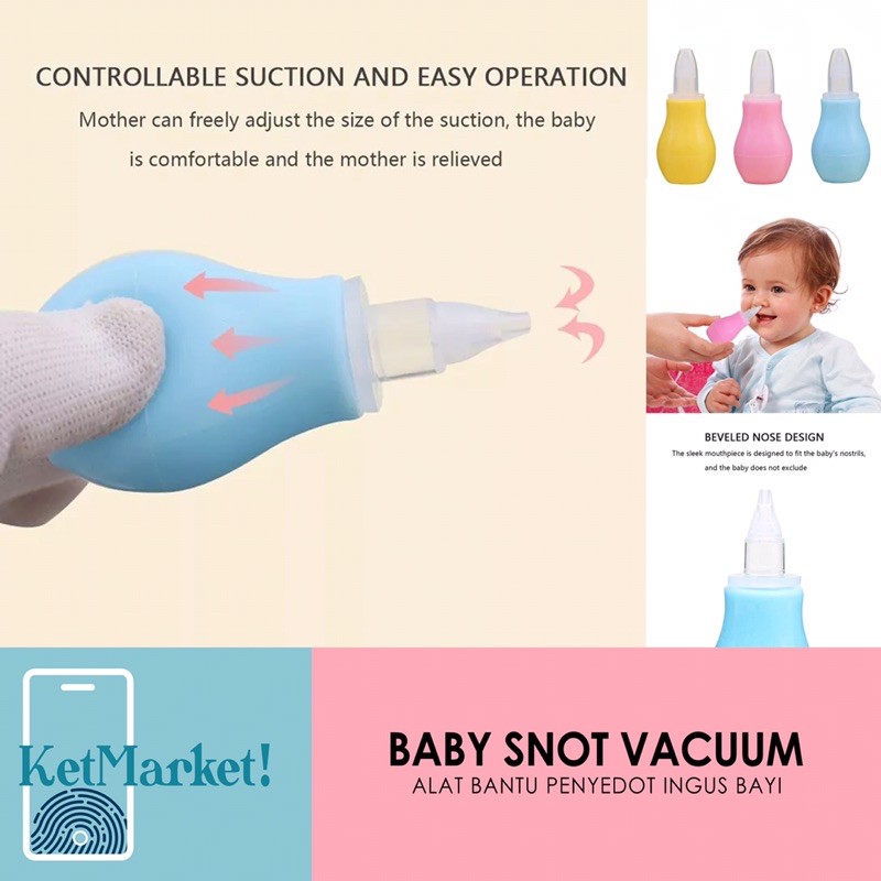 BABY SNOT VACUUM - Alat Bantu Sedot Hisap Ingus Lendir Bayi Pilek Flu Hidung Tersumbat Bernafas Lega-2