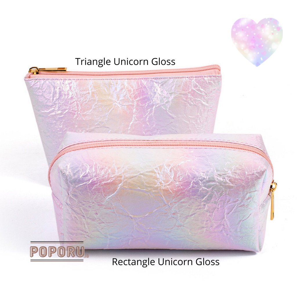 POPORU UNICORN GLOSS pouch 4 types - cosmetics bag organizer for make up - tas tempat kosmetik