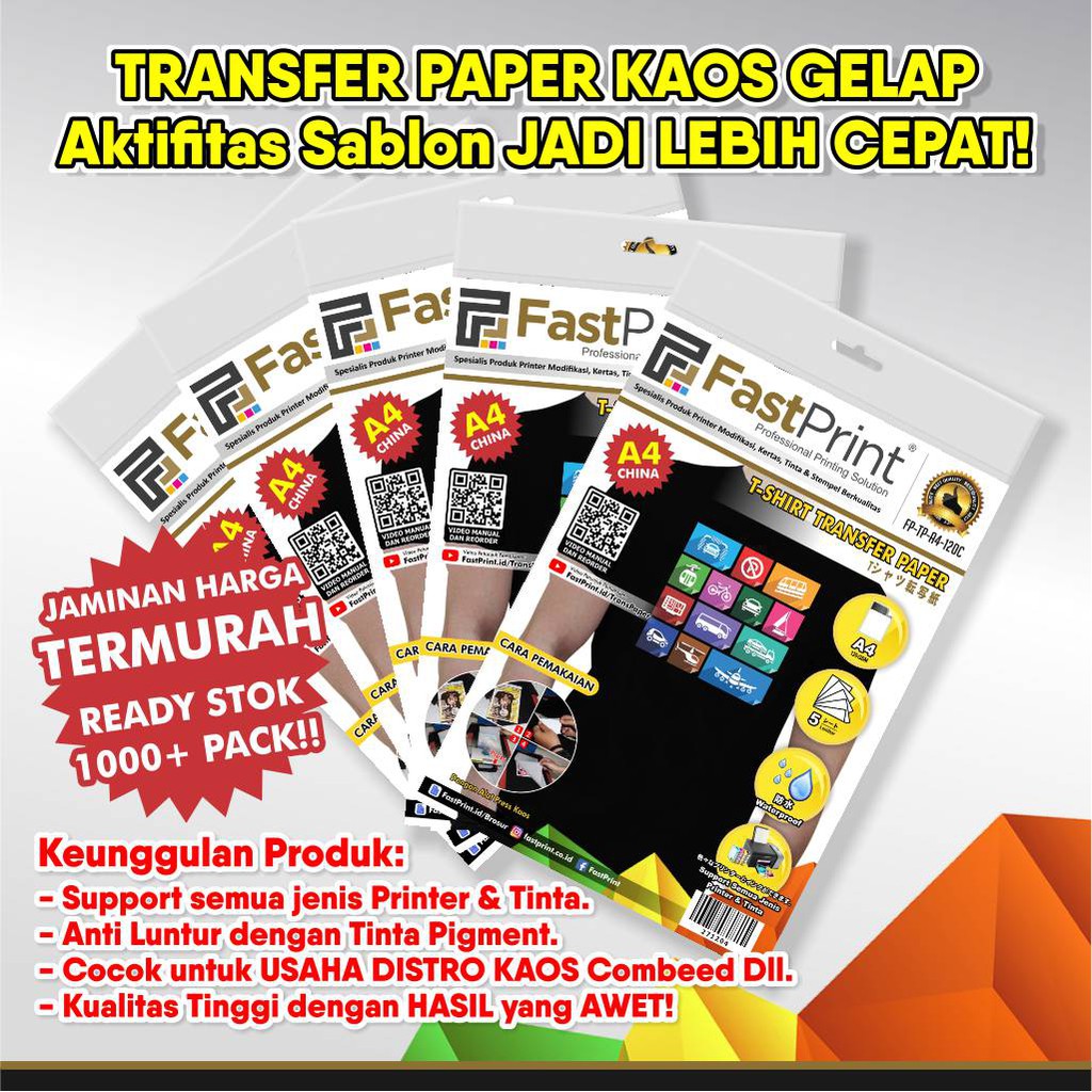 Kertas Transfer  Paper  China A4 T Shirt Kaos  Warna Hitam  